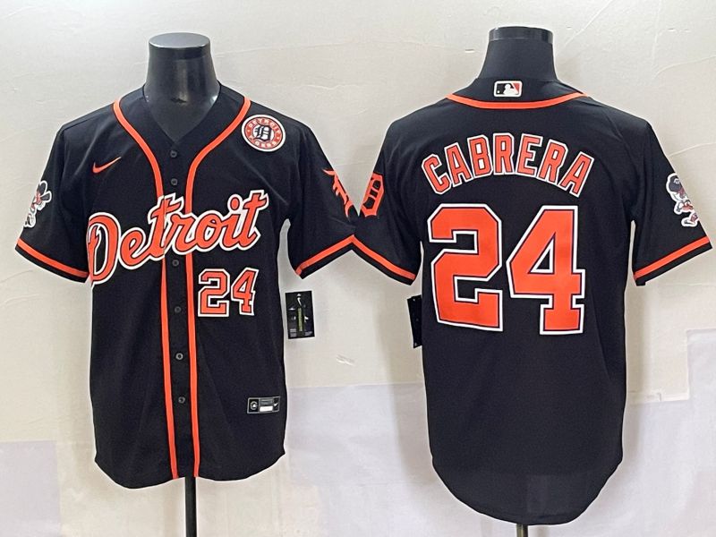 Men 2025 Detroit Tigers 24 Cabrera Black Joint Name Nike MLB Jersey style 5